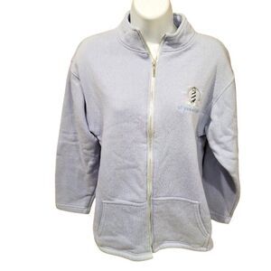 Vintage 80s Full Zip Sweatshirt Hyannisport Lighthouse Womens S Lilac Purple USA